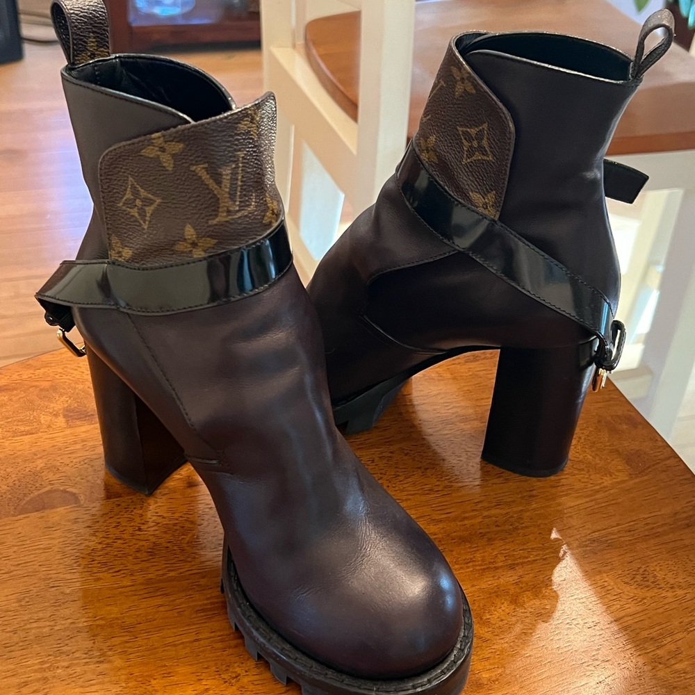 Louis Vuitton Brown and Black Heeled Boots